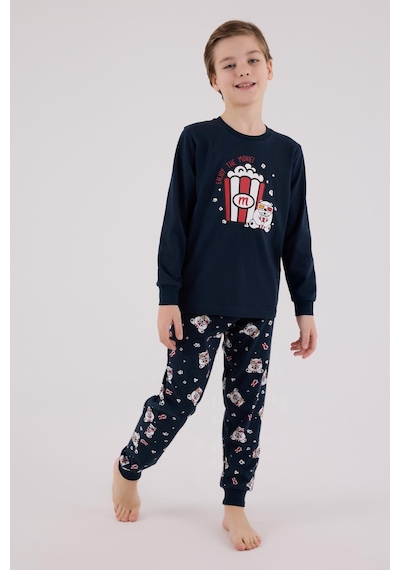 Rolypoly Erkek Çocuk Uzun Kol Pijama Takım Lacivert-1744 Lacivert