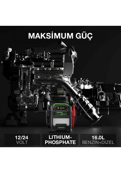 Lokithor J10000hd 12v/24v 10.000amp Lifepo4 Akıllı Akü Takviye + Powerbank + Led Lamba Fr J10000hd