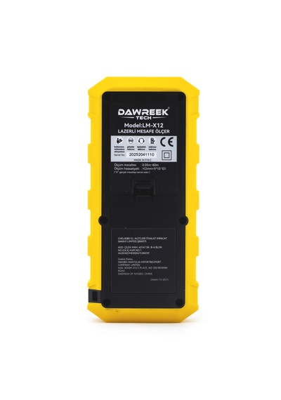 Dawreek Mesafe Ölçer H01 Yellow 80 Metre Dijital El Tipi Mesafe Ölçüm Cihazı