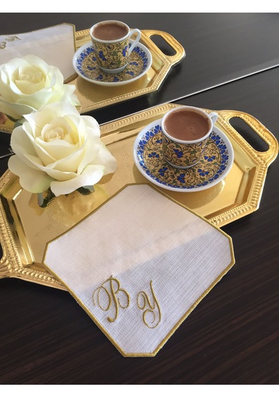 Kişiye Özel Harf Nakışlı Söz Ve Nişan Mendili, Sunum Peçetesi