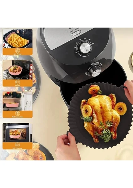 Güncelçarşı Yüksek Kallite Büyük Boy Xl Airfryer Silikon Pişirme Kabı Bpa Içermez Airfryer Silikon Pişirme Kağıdı, Yapışmaz Kolay Temizlenir, Air Fryer Kalıbı Mor