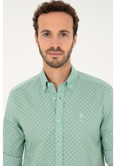 U.s. Polo Assn. Erkek Su Yeşili Gömlek Desenli 50282861-vr048 Su Yeşili