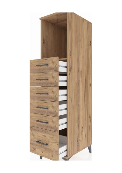 Kronos Dolap Tek Raflı 6 Çekmeceli 44x59x182 Çam-çam Atlas Çam