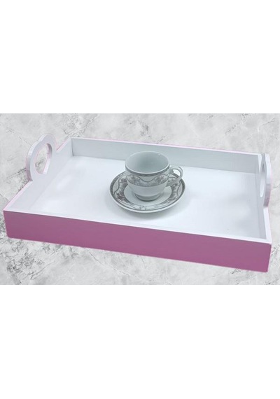 Hobi Erc Kalp Kulplu Tepsi 90404 Model Ahşap Mdf Parlak Beyaz Lake Boya El Yapımı