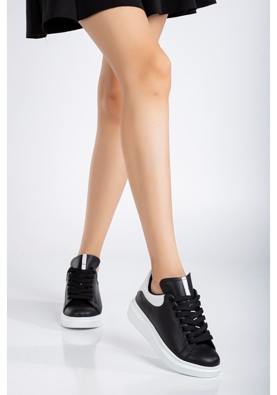 Fersatie Siyah - Beyaz Kadın Sneaker Günlük Ayakkabı Siyah