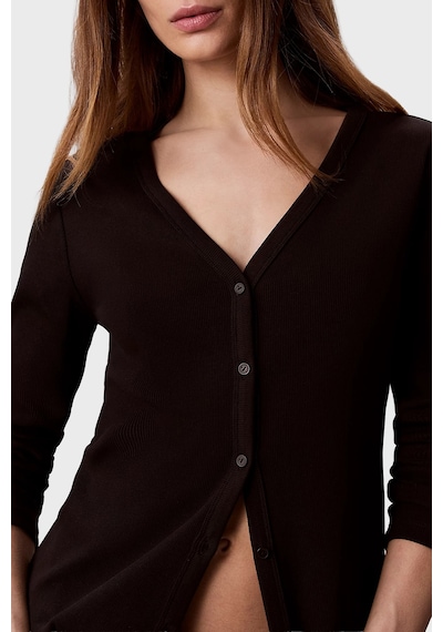 Calvin Klein Logolu V Yaka Düğmeli Hırka Lv047g207gub1 Kadın Hırka Lv047g207g Ub1 Siyah