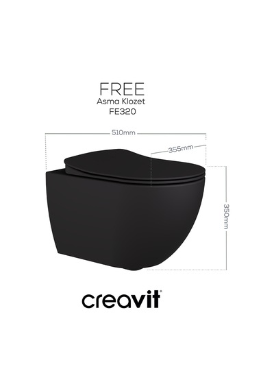 Creavit Free Antrasit Asma Klozet Ve Duroplast Yavaş Kapanan Klozet Kapağı