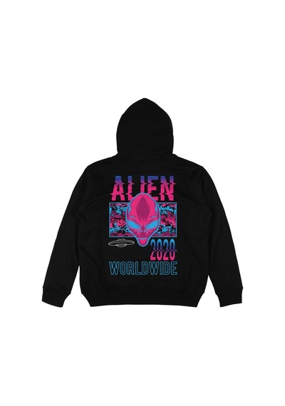 Tarzsokak Alien Siyah Oversize Unisex Kapüşonlu Sweatshirt Hoodie