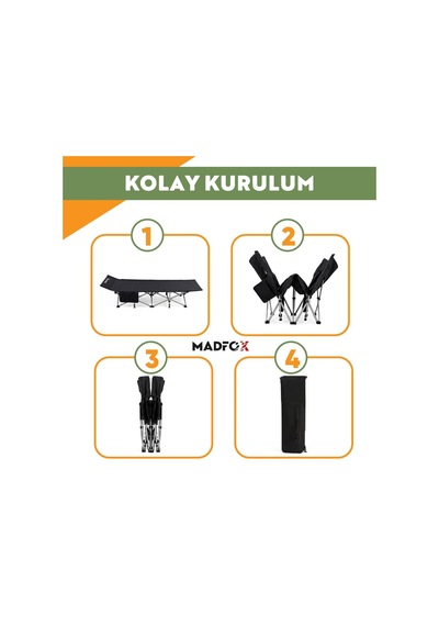 Madfox Aerolift Katlanır Kamp Yatağı Kampet Siyah