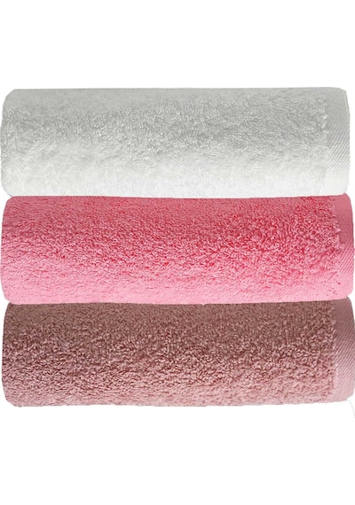 3 Lü Düz Renk El Yüz Havlu Seti %100 Pamuklu 50x90 Cm Gül-pembe-beyaz Diğer
