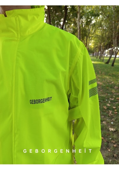 Geborgenheit Moto Gb Neon Motosiklet Yağmurluğu Cepli Astarlı Kapşonlu Su Geçirmez Alt Üst Takım Kadın Erkek Motorcu Yağmurluk