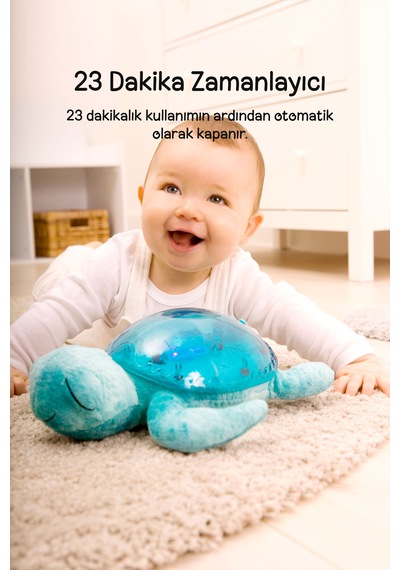 Cloud-b Ağlama Sensörlü ve Melodili Kamplumbağa Uyku Arkadaşı 28x27x10 Cm Mavi