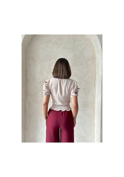 Verymoda 1 Fiyonklu Keten Gömlek - D2409 Taş