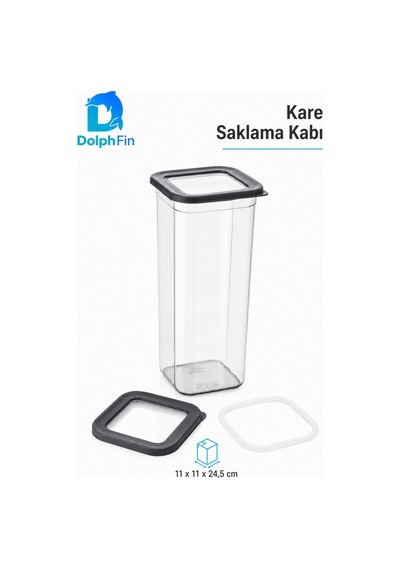 Kare Saklama Kabı 1900 Ml Siyah 11 X 11 X 24,5 Cm