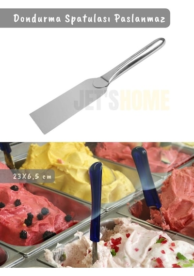 Dondurma Spatulası Paslanmaz Çelik Spatula Dondurma Kazıyıcı No: 1 23x6,5 Cm Metalik Gri