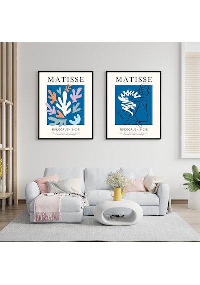 Mavinin Büyüsü Matisse Duvar Tablosu Çerçeveli 2'li Set Siyah Renk 21 X 30 Boyut/ebat