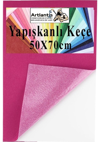 Yapışkanlı Keçe 50x70 Cm 1 Adet 2.0 Mm Kendinden Yapışkanlı Renkli Hobi Keçesi Elişi Keçe Kumaşı Anasınıfı Kreş Etkinlik Pembe