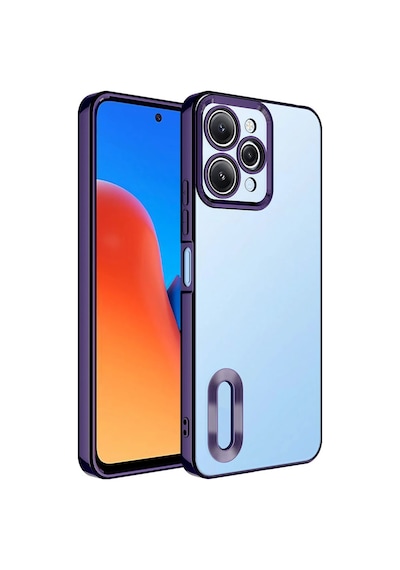 Zore Redmi 12 Kılıf Kamera Korumalı Logo Gösteren Ogaa Omega Kapak - Derin Mor