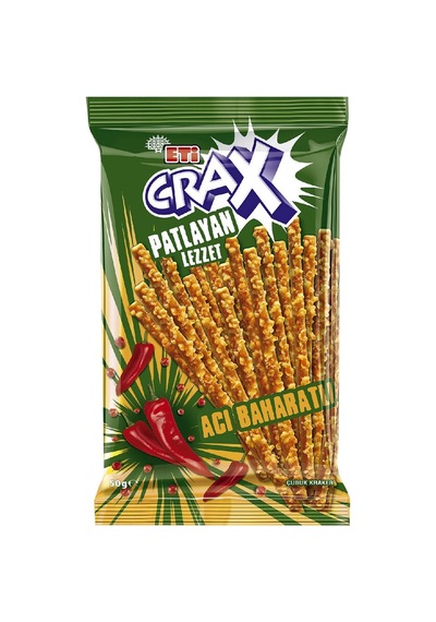 Eti Crax Çubuk Kraker 50g Acı Baharatlı 18'li Paket - 5 Adet Tarı