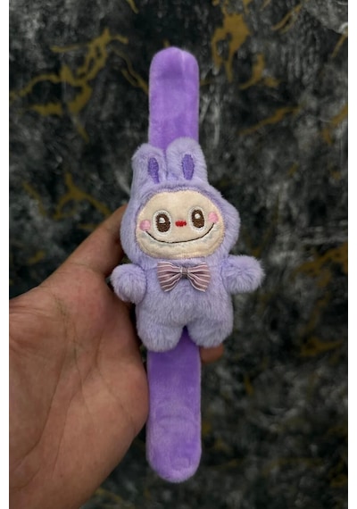 Peluş Bileklik Oyuncak Bileğe Vurunca Sarılan Slap Bileklik, Çok Amaçlı Saç Tokası Mor