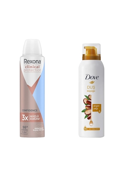 Rexona Clinical Protection Kadın Sprey Deodorant 150 ML + Dove Argan Yağı Köpük Duş Jeli 200 ML