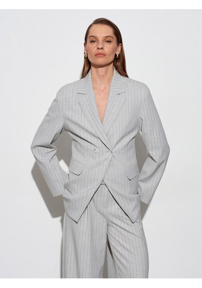 Dilvin 60803 Yan Düğme Detaylı Blazer-gri