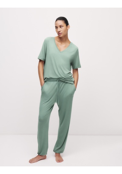 Marks & Spencer Dantel Detaylı Pijama Üstü T37003638T Yeşil