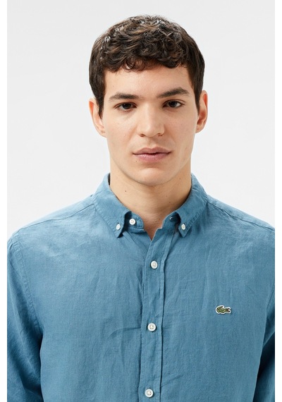 Lacoste Men's Regular Fit Button-down Collar Linen Shirt Blue Erkek Düğmeli Yaka Keten Gömlek Mavi Mavi Lacoste Men's Regular Fit Button-down Collar Linen Shirt Blue Erkek Düğmeli Yaka Keten Gömlek Mavi Mavi