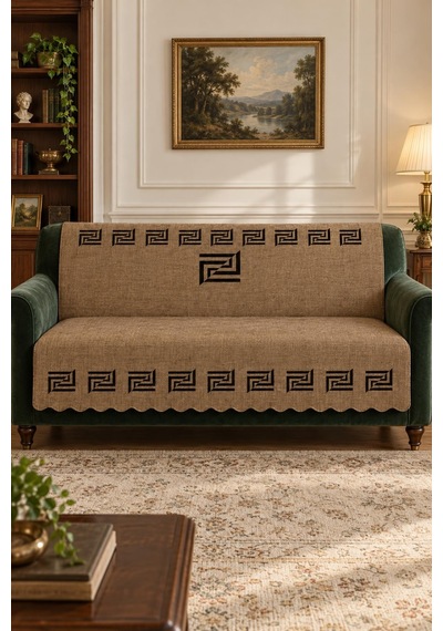 Çok Amaçlı Kadife Koltuk Örtüsü Kaymaz Süngerli 165x215 Cm Modern Bohem Çekyat Şalı Piknik Masa Örtüsü Alk2 Kahverengi