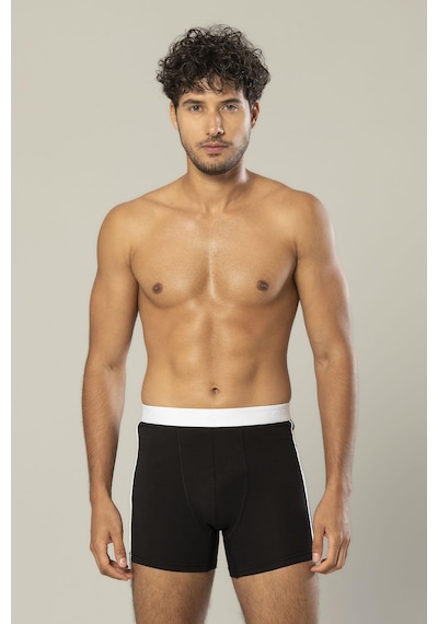 Erdem Siyah Pamuk Elastan Uzun Boxer 1417 Siyah