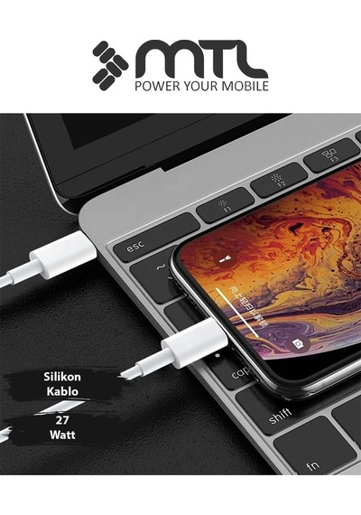 27w Usb To Lightning Hızlı Şarj Ve Data Kablosu Beyaz Mt2601
