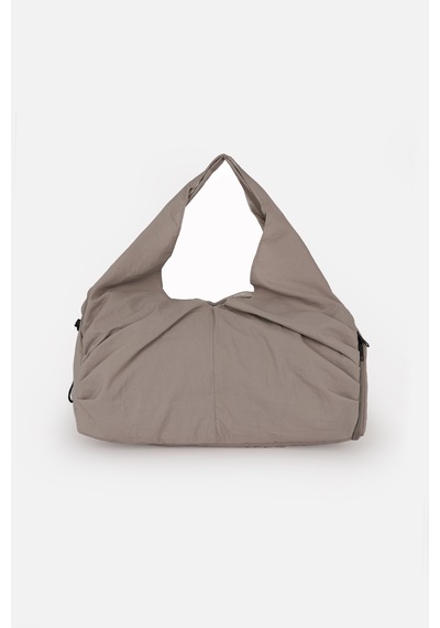 İcone Bag Icone Pliseli Fermuarlı Yoga Çantası, Fitness Çantası, Gym Heybe Görünümlü Pliseli Spor Çantası Bej