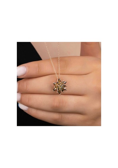 Gümüş Rose 4 Katman Lotus Çiçeği Kadın Kolye Çok Renkli Çok Renkli