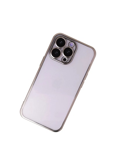 Apple iPhone Uyumlu  14 Pro Max Uyumlu Kılıf Lensli Silikon - Gold