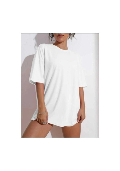 Tarzsokak Kadın Beyaz Wish Happy Everyday Baskılı Oversize T-shirt