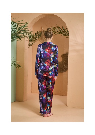 Angbutik Pjs 27079 Kadın Düğmeli Pijama Takımı mor