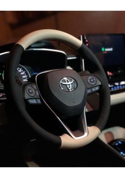 Toyoto Corolla Uyumlu Nubuk Alcantara Bej Deri Direksiyon Kılıfı