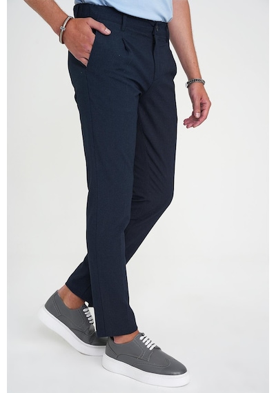 Efor Comfort Fit Beli Lastikli Tek Pileli Dokulu Lacivert Pantolon P 1193 Lacivert