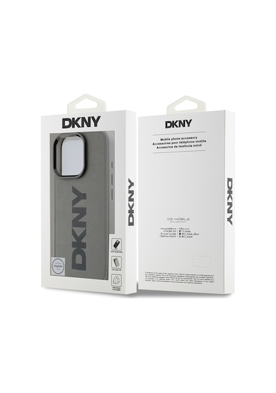 Apple iPhone 16 Pro Max Uyumlu Kılıf Dkny Lisanslı Magsafe Şarj Özellikli Pu Deri Plain Kapak Gri