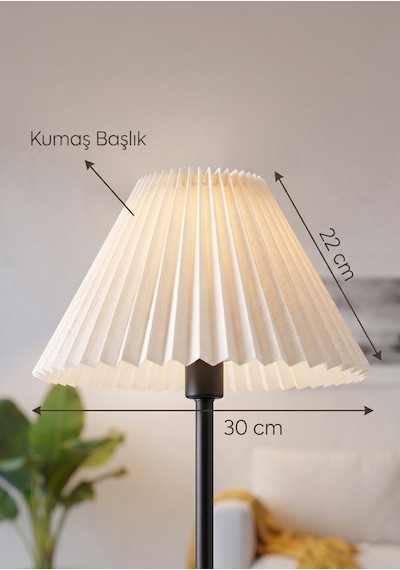 İthal Lambader Şapkası Çap 36 Cm Pileli Kırma Kumaş Krem Abajur Başlık Metal İskelet Lam06