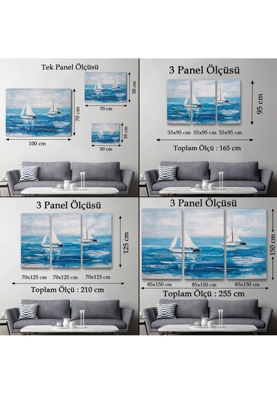 Es10 modagos067 Yaz Yelkenli Dekoratif Kanvas Duvar Tablosu-3711 (50 x 70)