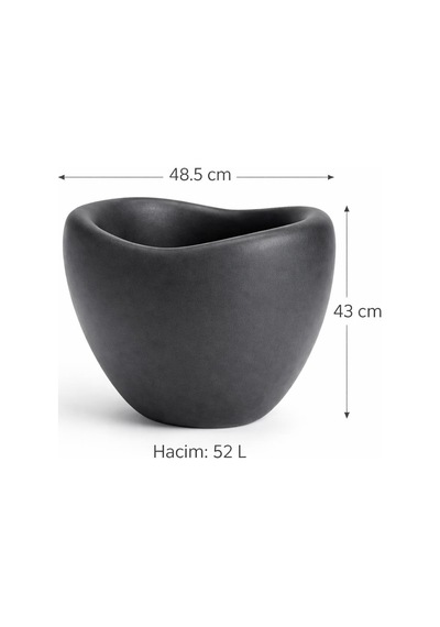 Omnipazar So-lle Lale Saksı Dekoratif Modern Plastik İç Kovalı 52 Litre Antrasit 116