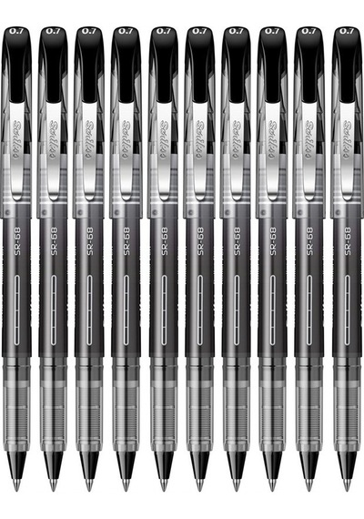 Siyah Pilot Kalem Sr-68 Roller Pen 10 Adet Scrikss Pilot Kalem 0.7 Mm Roller Uçlu Pilot Kalem İnce Uçlu Likit Mürekkepli Siyah