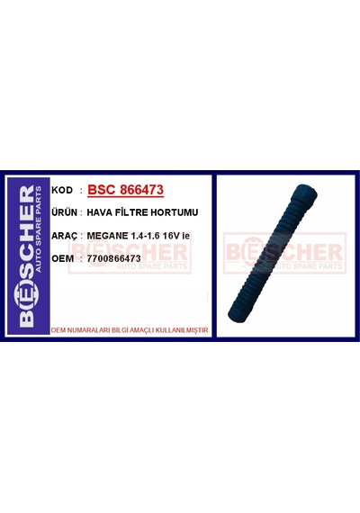 Bsc 866473 Hava Filtre Hortumu Megane 1.4-1.6 16v İe 7700866473 -