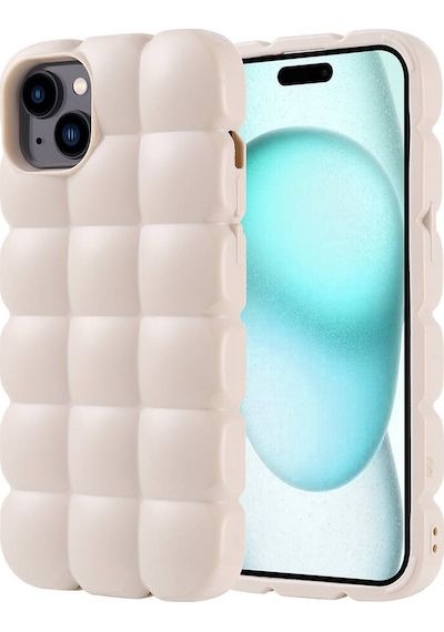 Apple Uyumlu iPhone 15 Plus Kılıf Parlak Esnek Silikon Küp Dilimli Kabartmalı Yapılı Kapak Dom