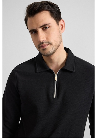 Süvari Siyah Regular Düz Yarım Balıkçı Yaka Sweatshirt Sw2013700003-s09 Siyah