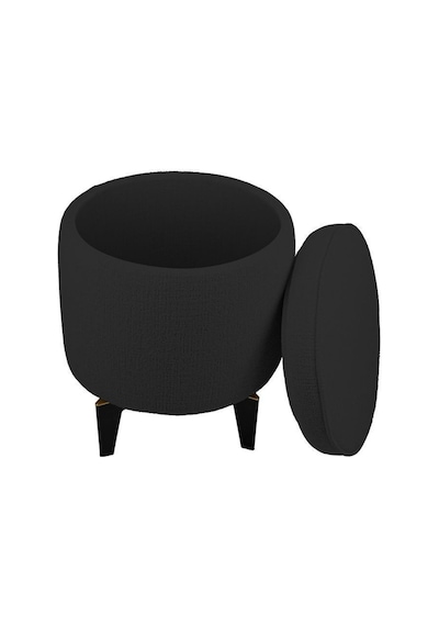 Gazzini Furniture Rio Retro Ayaklı Sandıklı Silindir Dekoratif Puf - Antrasit