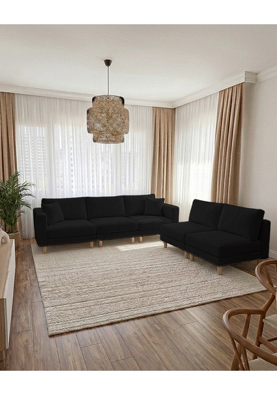 Armin Akıllı 5 Modül Köşe Koltuk Takımı & Modern Modüler Yataklı Köşe Takımı - Kadife Kumaş - Siyah Armin Akıllı 5 Modül Köşe Koltuk Takımı & Modern Modüler Yataklı Köşe Takımı - Kadife Kumaş - Siyah