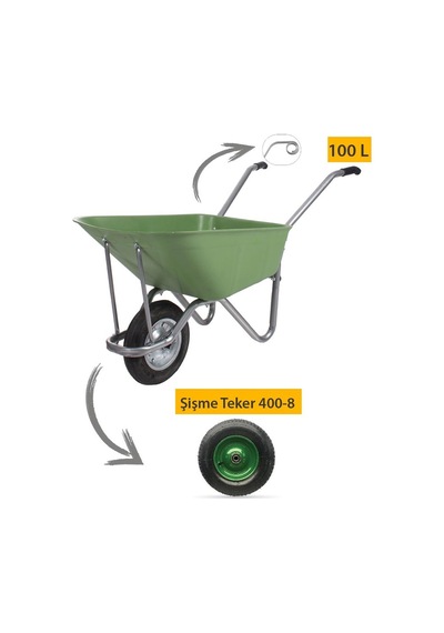 Kanat Ecoplast El Arabası -100 Litre- Tüplas Burçlu Teker