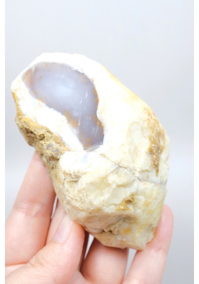 Nadir Turuncu Dendrit Merlinit Cilalanmış Yarım - Açık Mavi Dendritik Opal